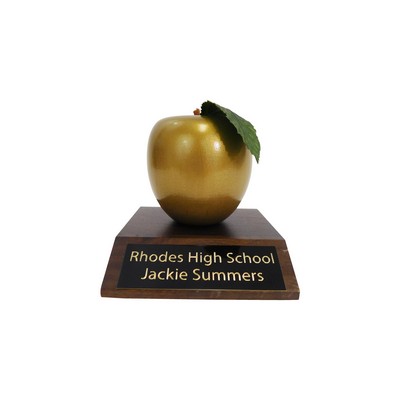 AGP - Golden Apple Trophy w/ walnut trophy Base with Imprint