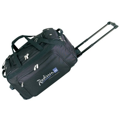 Deluxe Rolling Duffel Bag with Zippered Front Pocket