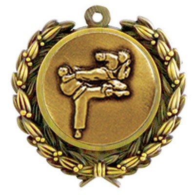 Stock Karate Medal w/ Wreath Edge (1 1/4")