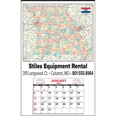 Large Missouri State Map Full Apron Calendar