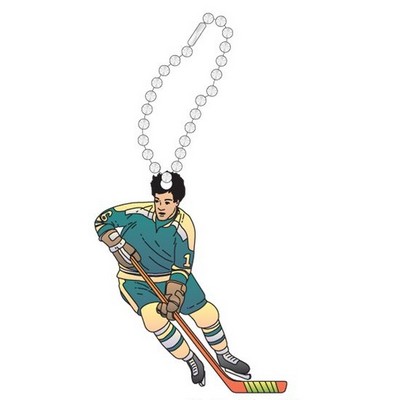 Hockey Player Promotional Key Chain w/ Black Back (10 Square Inch)