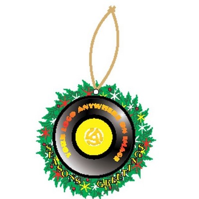 Rpm Record Executive Wreath Ornament w/ Mirrored Back (2 Square Inch)