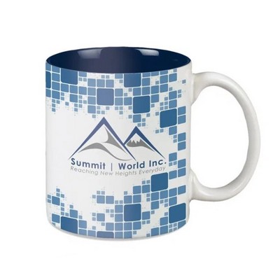 11 Oz. White/Cobalt Blue Two Tone Ceramic Mug