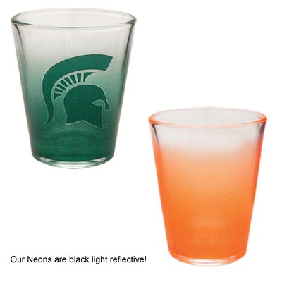 1.5 Oz. Neon Orange/Clear Shot Glass - Dishwasher Resistant - Precision Spot Color