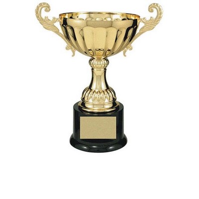 9¾" Gold Plated Aluminum Cup Trophy w/Plastic Base & Handles