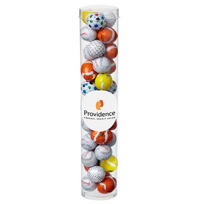 Large Tubes with Clear Cap - Chocolate Sport Balls