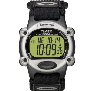 Timex Expedition Black/Silver Core Chrono Alarm Timer Watch W/ Nylon Band