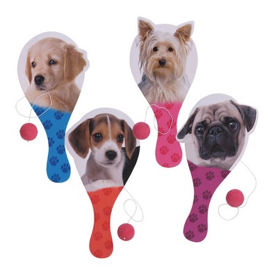 9" Dog Face Paddle Ball