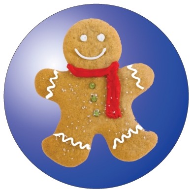 Gingerbread Man Round Badge/Button w/ Bar Pin (2.5" Diameter)