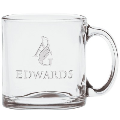 13 Oz. Clear Glass Coffee Mug - Etched