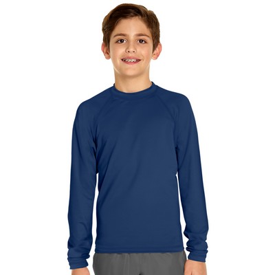 Youth Long Sleeve Rash Guard - Navy Blue