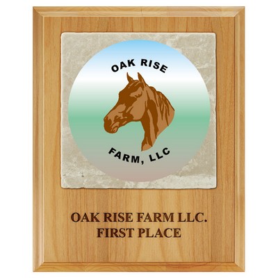 Red Alder Plaque w/ Tumbled Stone Tile (8"x10")