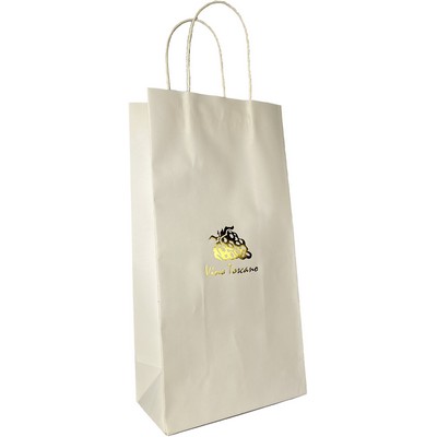 White Kraft Double Bottle Paper Shopping Bag (6 ½"x 3 ½"x 13")