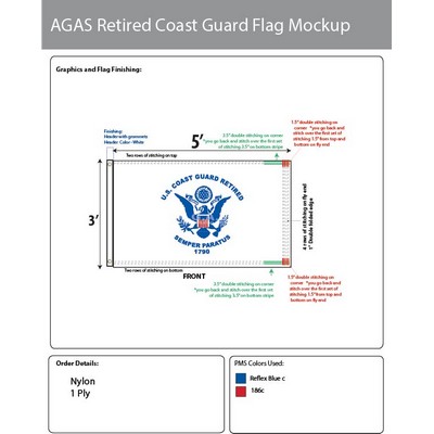 Coast Guard Retired Flags 3x5 foot