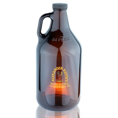 64 Oz. Amber Handle Glass Beer Growler