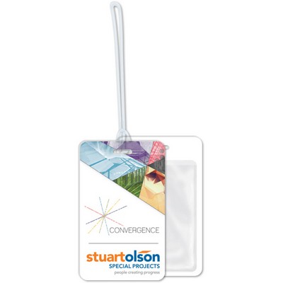 Extra Thick Plastic Stock Tag .080 white styrene, 2.75" x 4.5", Full color, Clear Pocket, 9" Loop