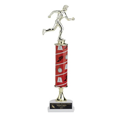 14" Track Single Column Sports Trophy w/Figure