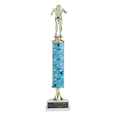 14" Swimming Single Column Sports Trophy w/Figure