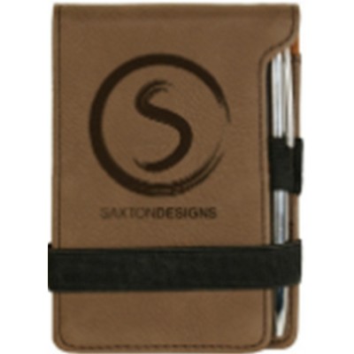 Leatherette Notepad W/Pen Band Closure