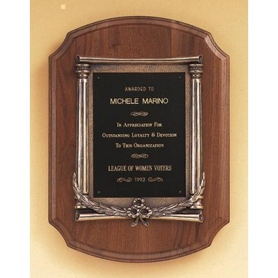 Walnut Plaque w/ Antique Bronze Frame Casting, 11 x 15"