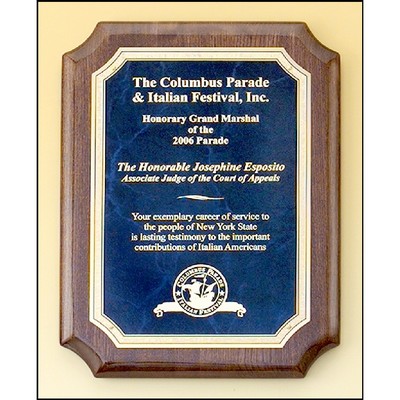 Walnut Stained Piano Finish Plaque with Brass Plate (8" x 10.5")