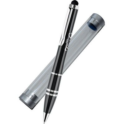 Office Pro Series Stylus Ball Point Pen in Clear Tube Gift Box - Black