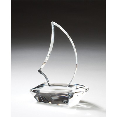 Sailing Optic Crystal Boat Award - 7 1/2'' H