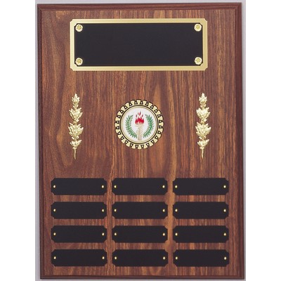 Walnut Perpetual Plaque, 12 x 16", 12 plates