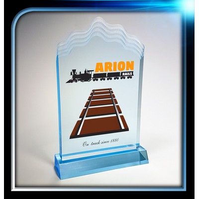 Executive Series Blue Waved Top Award w/Base (4"x6"3/4")