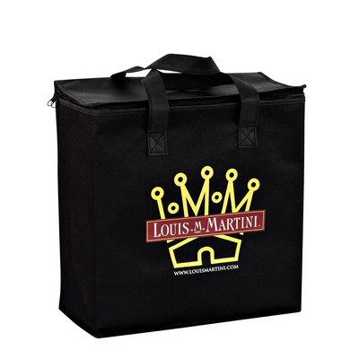 Custom 100g Non-Woven 6-Bottle Wine Tote Bag w/ Removable Dividers 7"x12"x12"