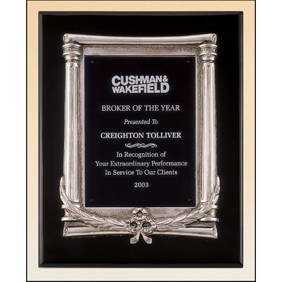 Black Stained Piano Finish Plaque w/Antique Silver Finish Frame Casting (10.5"x13")