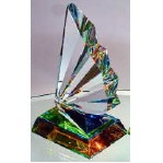 Large Fanfare Optic Crystal with Dichromatic Bottom for Prismatic Color, 11"