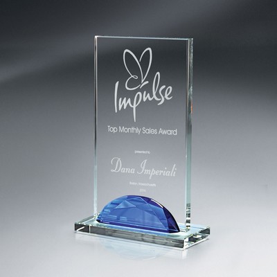 Optic Crystal Blue Gemstone Award - Medium