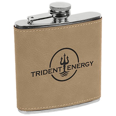 Light Brown Leatherette Stainless Steel Flask