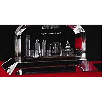 3-D Crystal Philadelphia Skyline in Grand Arch Award w/Customization