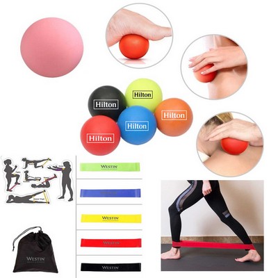 Kidder Exercise Massage Ball + Fitness Resistance Bands (Pink)