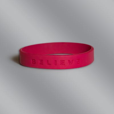 Red Believe Stock Silicone Bracelet