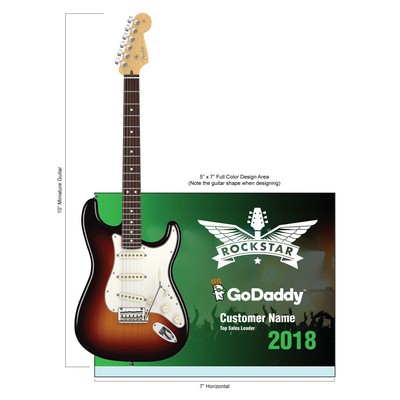 7"x5" Glass Frame Rockstar Guitar Award (10" Fender® Electric/Electric Mini Guitar)