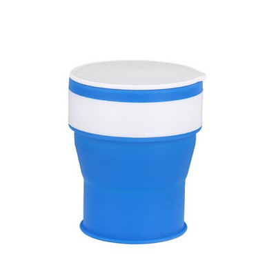 12 Oz. Silicone Folding Camping Cup w/Flat Lid