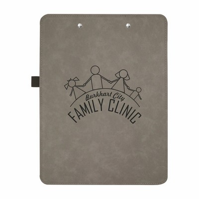 9" x 12 1/2" Gray/Black Leatherette Clipboard