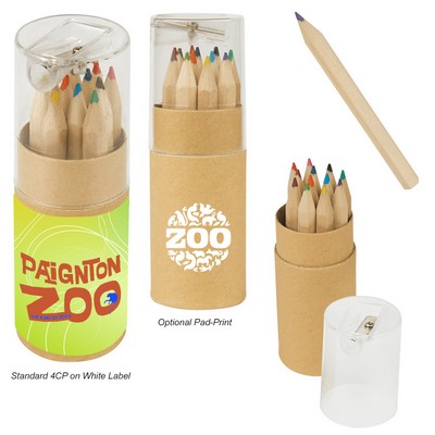 12-Piece Colored Pencil Set In Tube With Sharpener