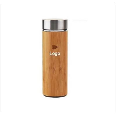 12 oz Vacuum-Sealed Bamboo Water Bottle