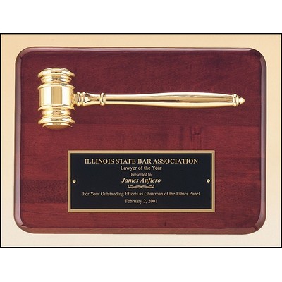 Airflyte® Rosewood Stained Piano-Finish Plaque w/Gold Electroplate & Metal Gavel