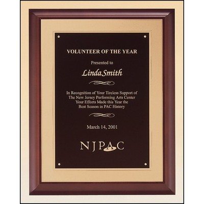 Airflyte® Cherry Finish Plaque w/Black Brass Plate & Gold Embossed Back Plate (11"x 14")