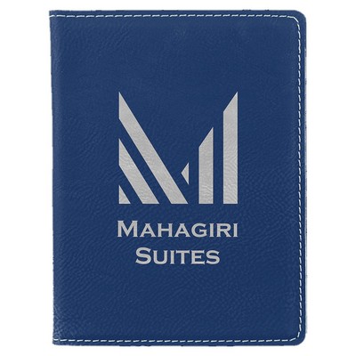 Passport Holder, Blue Faux Leather