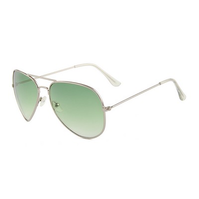 Sunglasses - Green Gradient Lenses - Silver Frames