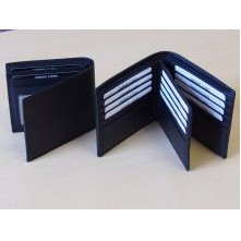 Leather Bi-Fold Wallet w/Center Flap