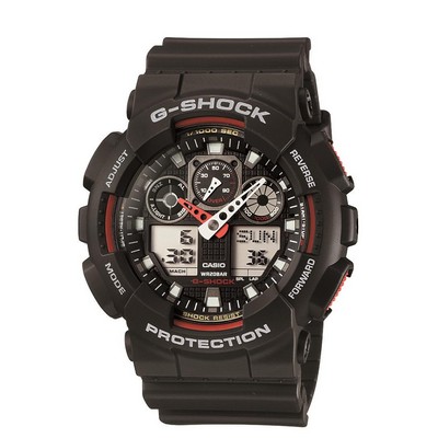 Casio® Men's Black/Red G-Shock Watch w/Rivet Bezel