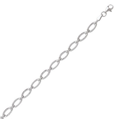 10K Silver Oval Shaped Link Bracelets - 3.9gm