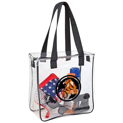 Stadium Compliant Clear Vinyl Zippered Tote Bag (12"x12"x6")